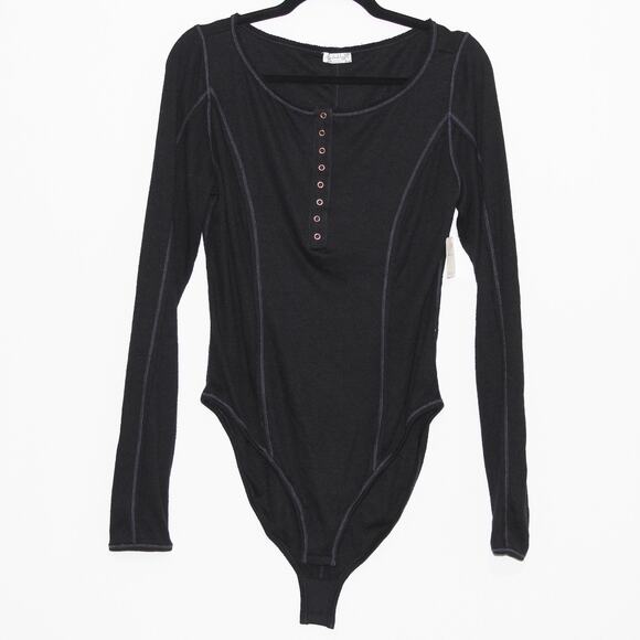 Free People Sloane Bodysuit in Black Size Large NWT - Picture 6 of 6